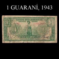 NUMIS - BILLETES DEL PARAGUAY - 1943 - UN GUARANI (MC 196.d) - FIRMAS: JORGE LOPEZ MOREIRA - JUAN R. CHAVES - DEPARTAMENTO MONETARIO - BANCO CENTRAL DEL PARAGUAY