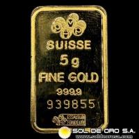 PAMP - SWISS MADE - 5 GRAMOS - BARA DE ORO 24K